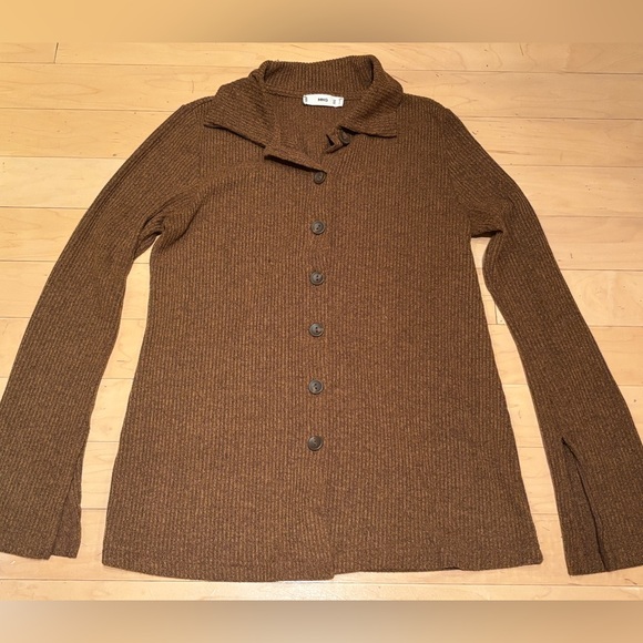 MNG Button Up Blouse Brown Size Medium - Picture 3 of 5
